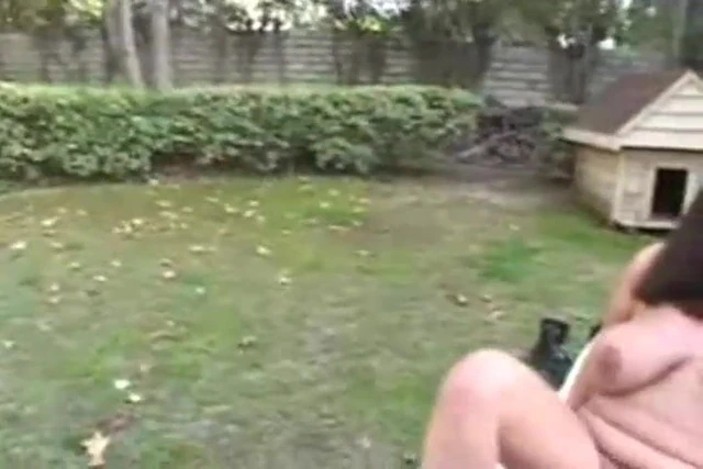 Busty brunette MILF outdoor fuck and facial
