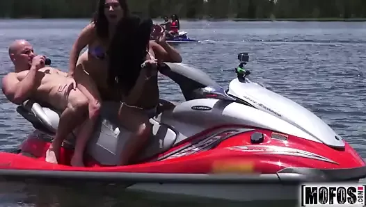 Teens Ride the Party Boat video starring Eva Saldana - Mofos
