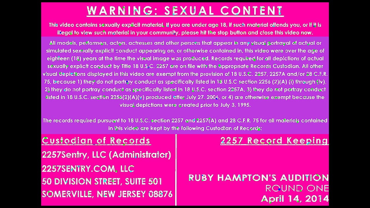 Ruby Hampton's Audition - Round One - 18 Y/o Creampie