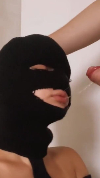 Must-share moment from "Sloppy blowjob in mask - lots of cum on face"