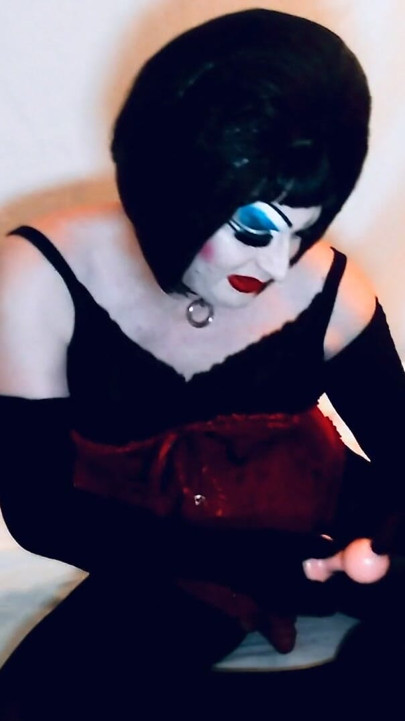 Sissy Drag Queen in Heavy Makeup Plays with Butt Plugs, ass to mouth | Clip 1