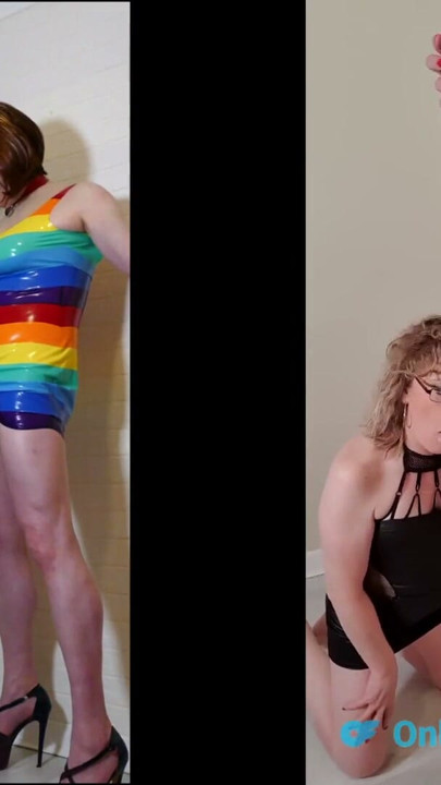 Big cock sloppy blowjob in latex minidress | Clip 1