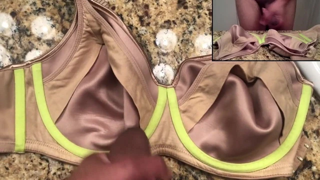 Jerk off and Cum with Not Sister's Bra