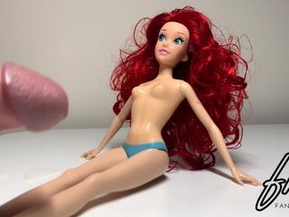 mani muncrat pada ariel disney princess doll - strip, fuck, dan cum