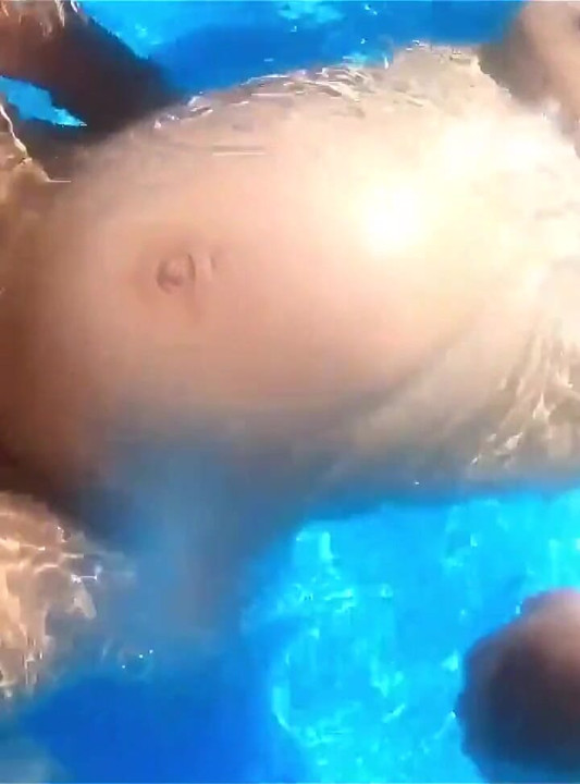 Pregnant Pool Sex Young MILF! Putting on a Show for the Neighbors