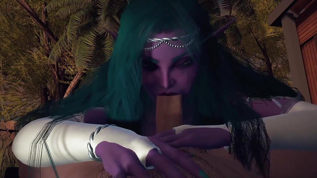Nocna księżniczka elfów daje ci loda w ogrodzie POV 3D porno