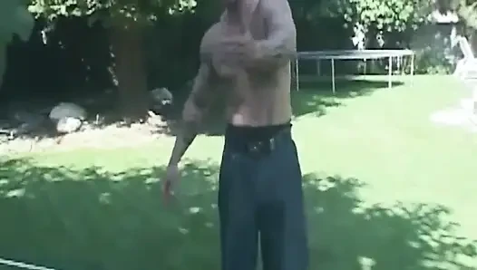 Mature Blonde MILF Takes Giant Broom Handle Anal