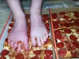 Pizza esmagamento de pés
