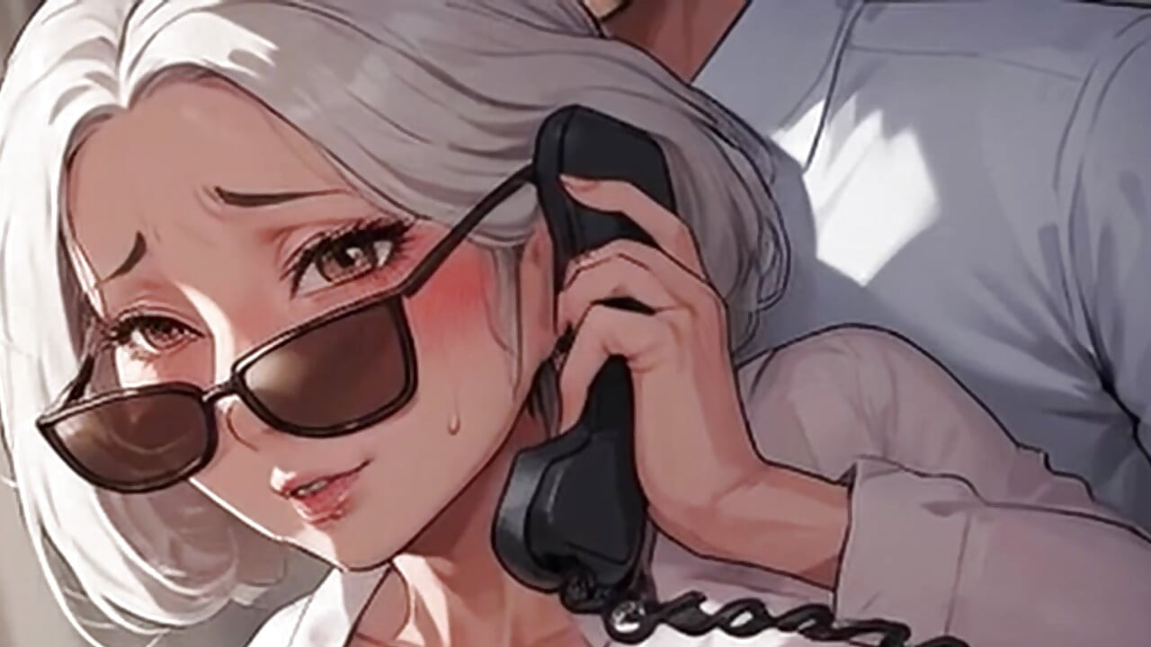 Waifu rijpe secretaresse pov - kantoor telefoongesprek close-up tieten plagen uitkleden (1m teaser)