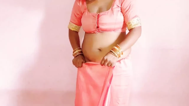My step mom wears a sexy saree