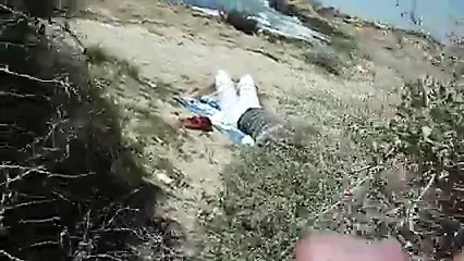 public masturbation cum on the beach