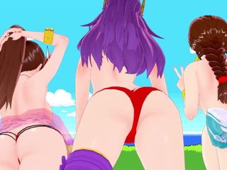 Athena, Yuri și Mai își arată corpurile suculente, țâțele și pizda