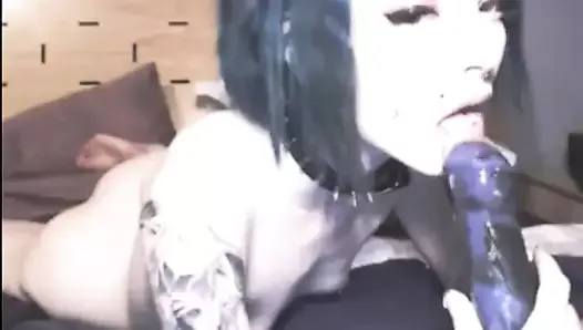 Pierced and tattooed alien princess enjoys human sex toys