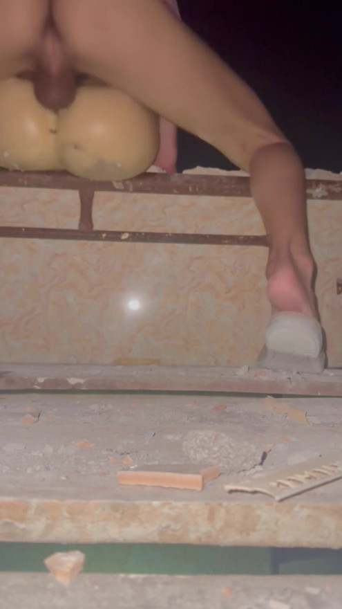 When I went to see the place under construction, I was horny and had to take a doll to fuck. | Clip 1