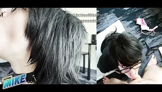 18-jährige emo-traummädchen gwen zeigt unmöglich schlampig schlampig in den hals und ballsack lutschen