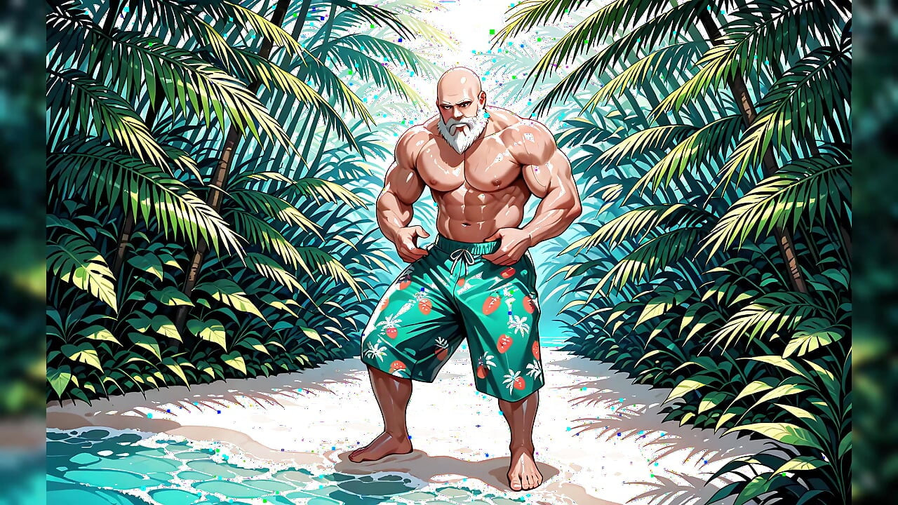 Zgodni ćelavi starac bez majice