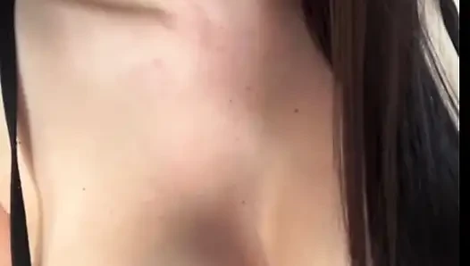 My stepsister fondles her tits and wet pussy
