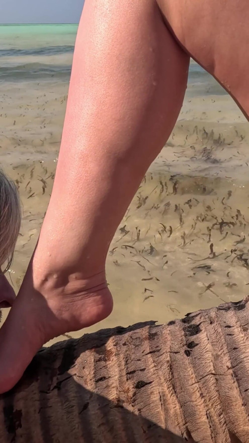Femdom in Paradise. Outdoor Worship on the Beach | Clip 1