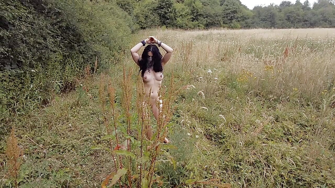 Sensual Naked Dance in the Grass - Oriental Veil & Bracelets Only