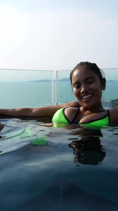 Anal penetration for my big ass Thai girlfriend after the pool | Clip 1