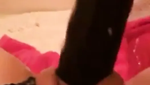Very wet squirting orgasm with big dildo in slo-mo