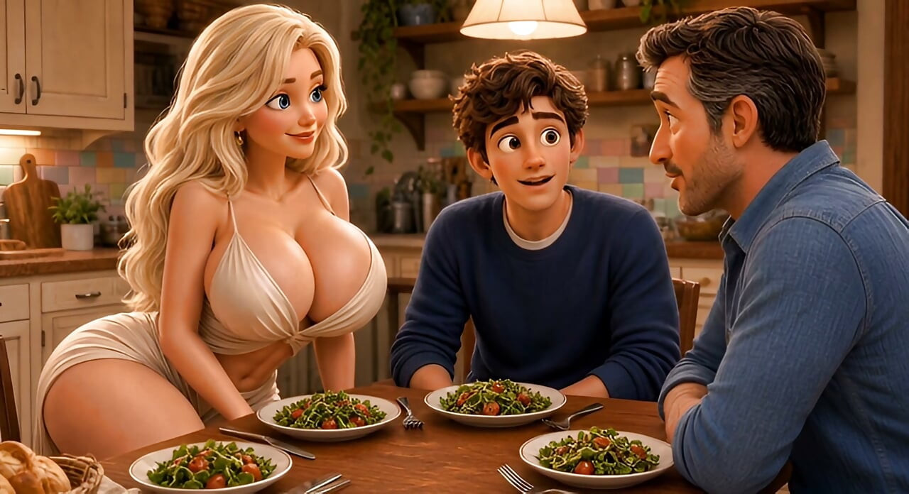 First Time With My New Stepmom in the Kitchen and Bedroom