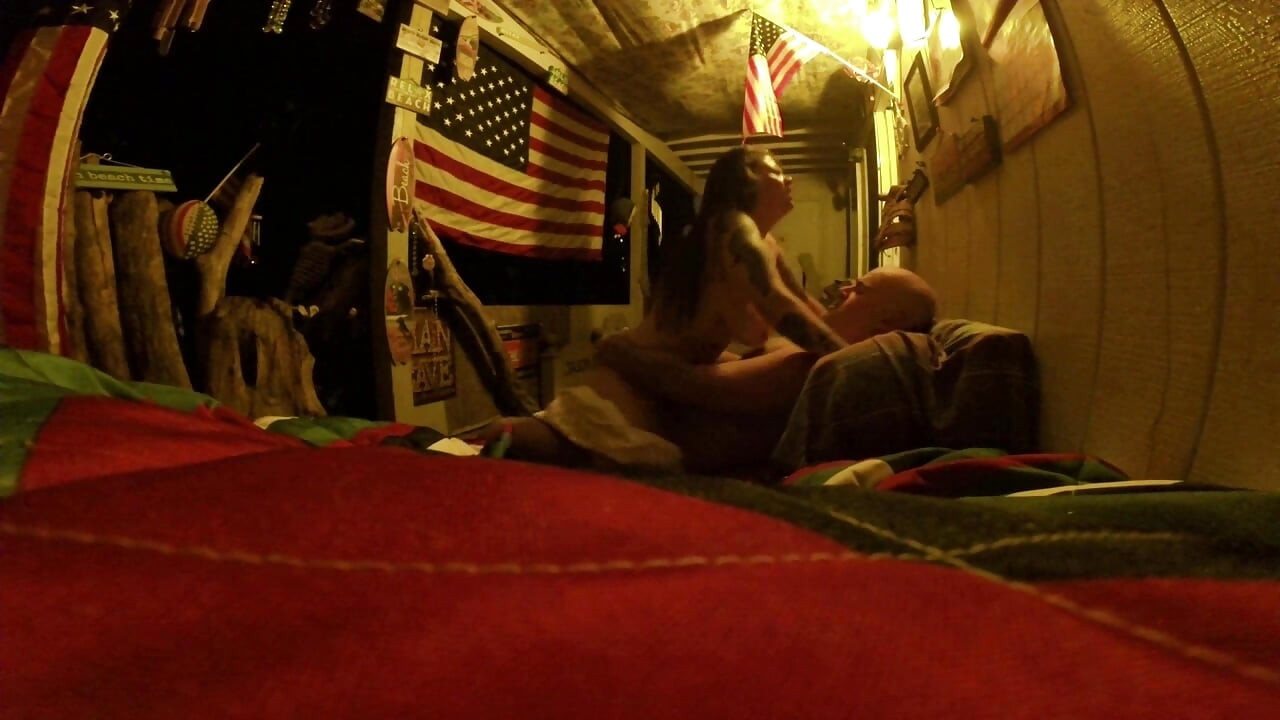 Wild night of sex outside on the patio