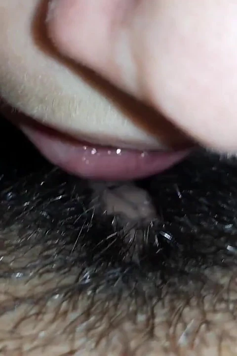 Lesbian Hairy Pussy Eating Close up