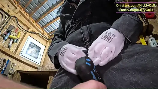 Shiny Leggings Cameltoe, Downjacket Play & Anal Plug Solo Fetish