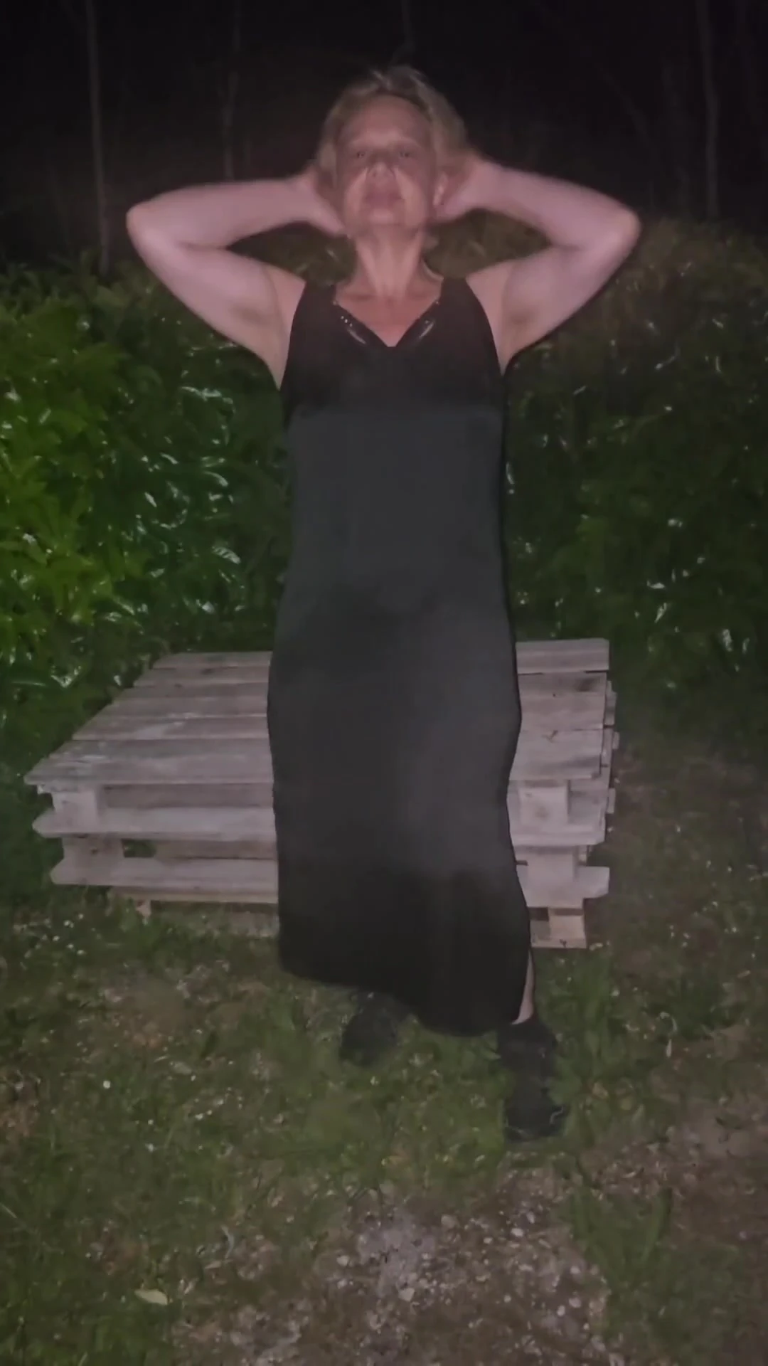 He fucks my pussy and ass on a pallet outside.