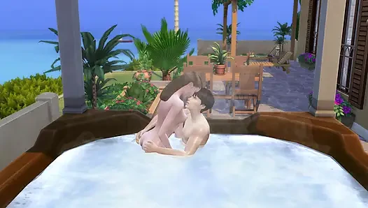 Paar im urlaub nutzen die gelegenheit, im hydro zu ficken. Die Sims