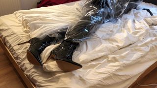 Masturbation fétiche en plastique pvc transparent