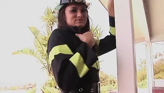 Young hot firewoman puts out the fire inside me