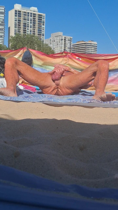 Key West stroking his cock at the beach