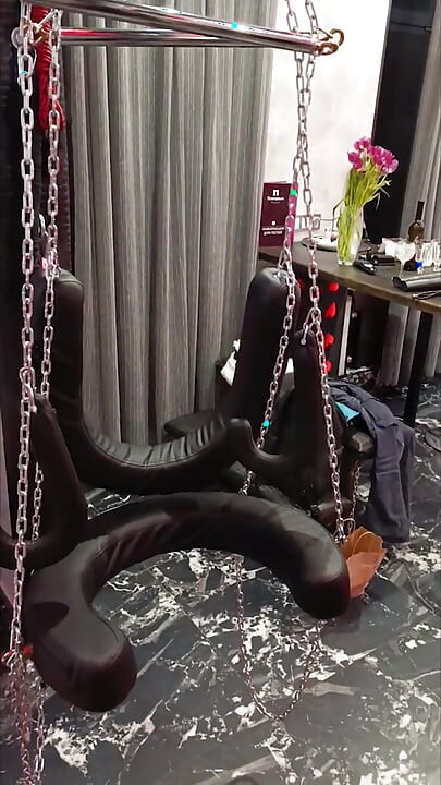 BDSM Hotel, Fuck Machine, Bondage, Sperm on Face