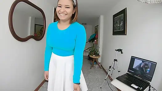Colombian Brunette Records Her First Porn Video