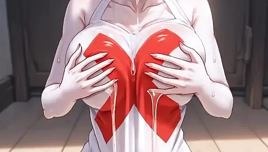 White ghost girl masturbates and drools with pleasure