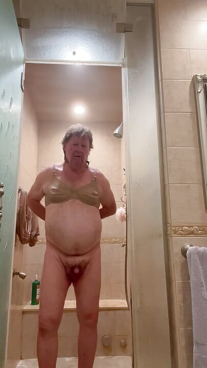 Shower with Wife’s underwear and bra