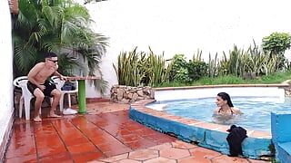 STEPMOM INVITES HER STEPSON TO THE POOL TO FUCK- AmbargirlHot