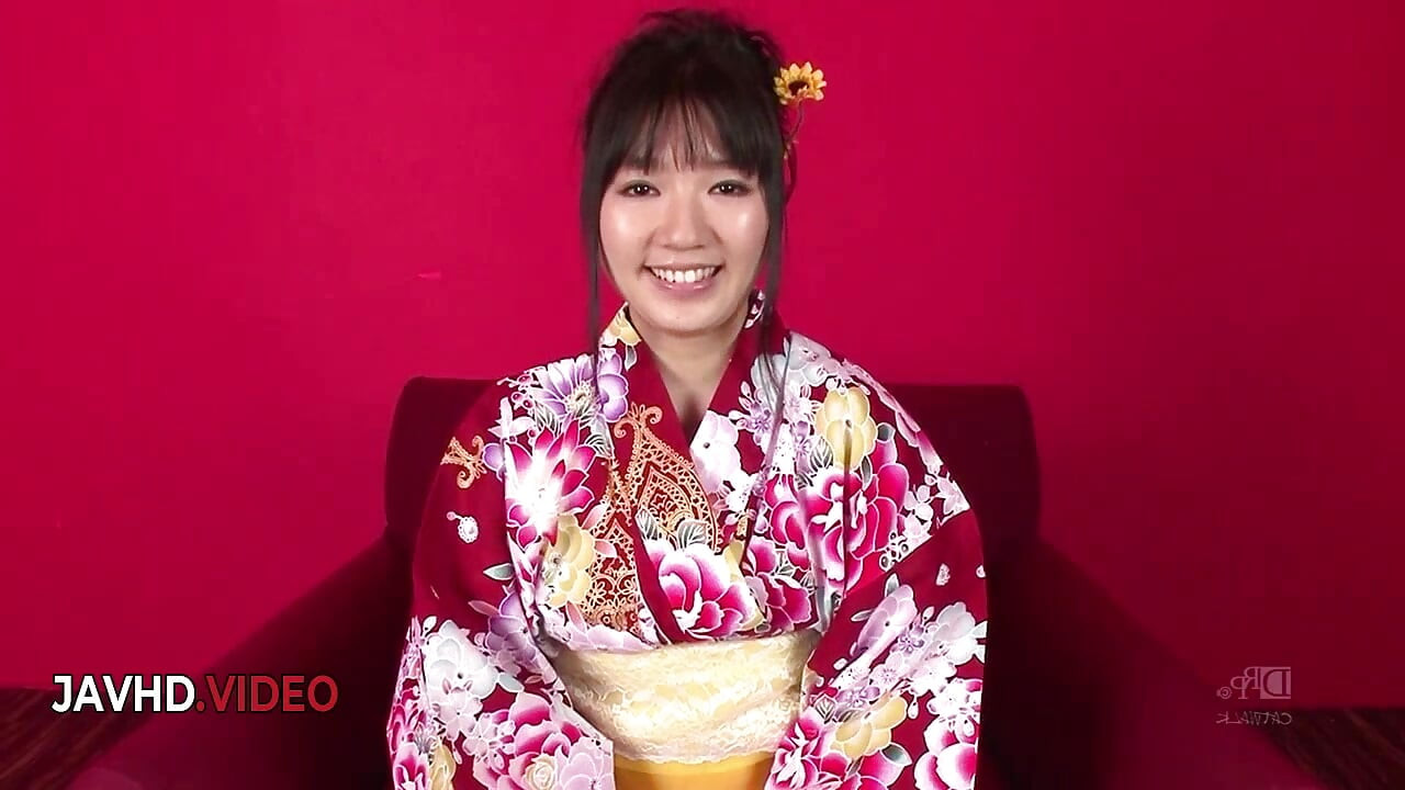 Chiharu's Kimono Threesome: Blowjob and Creampie Encounter