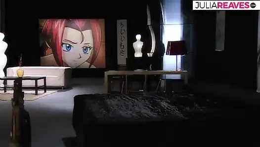 Девушка стонет, пока два огромных члена жестко толкают ее тугую киску