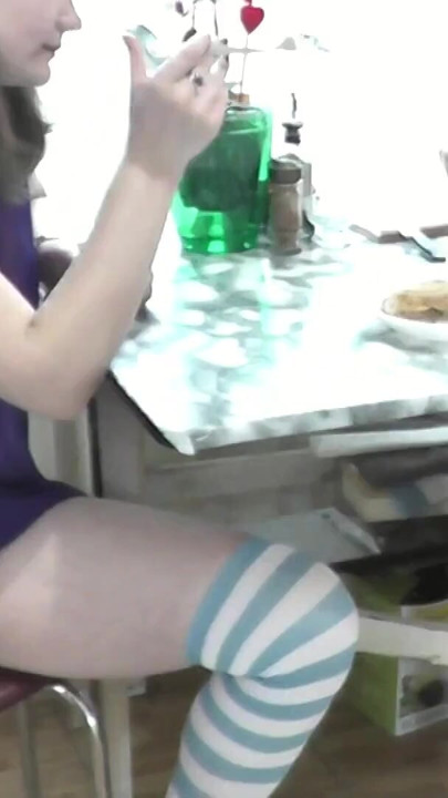 Threesome Nudist Naturists Mature MILF and young girl without panties in short T Shirt kisses in kitchen Old man neighbor joined | Clip 3