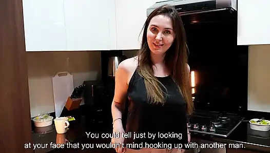POV: Stiefmutter Gibt Mir Einen Geheimen Blowjob in Der Küche, Nachdem Ich Meinen Schwanz Unter Dem Tisch Anstarrte