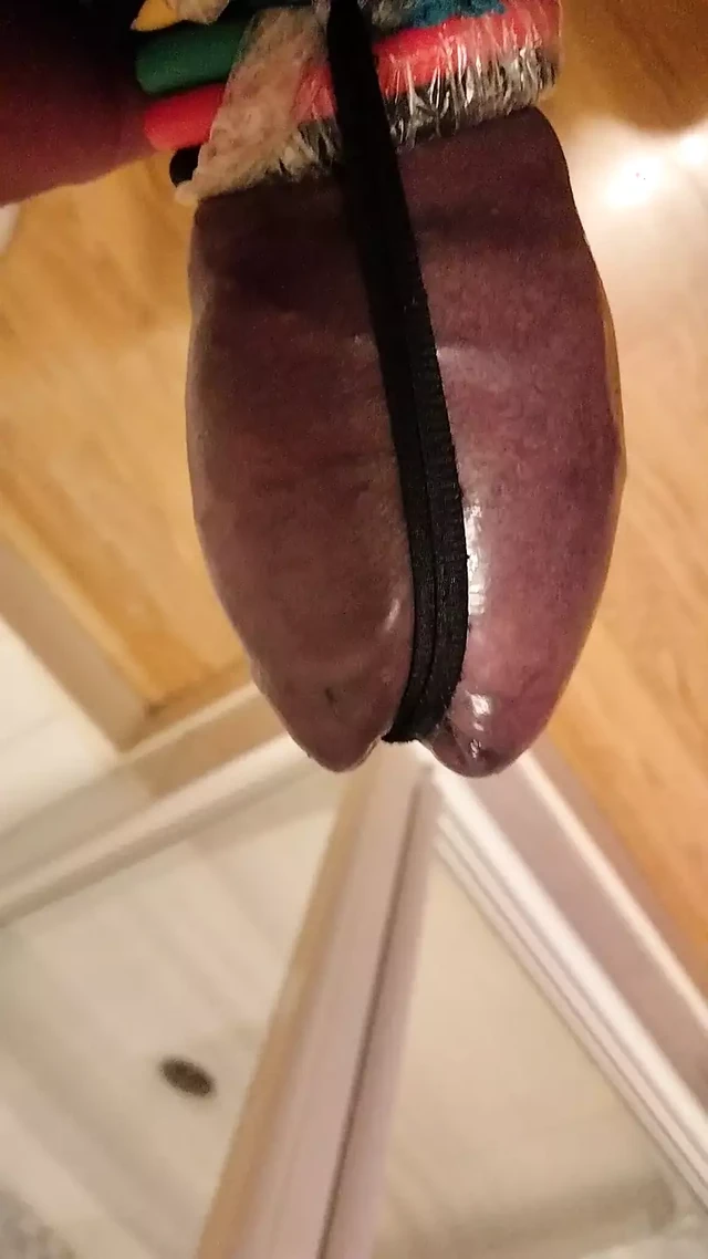 Swollen helmet nipple bondage