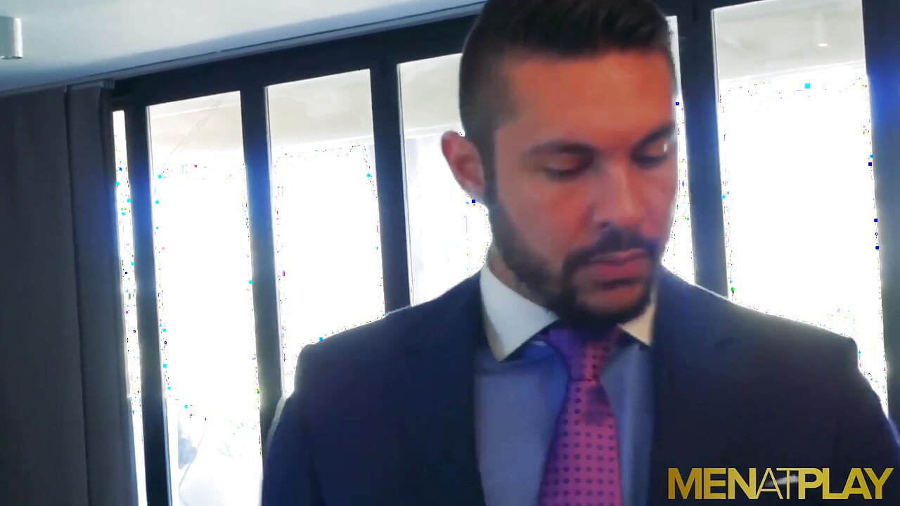 Muscular hunk Manuel Skye seduces suited businessman Seth Santoro into sucking his dick and anal breeding him hardcore!