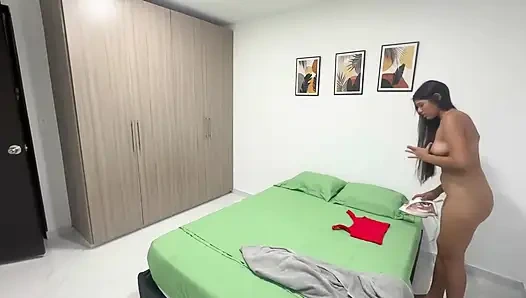 Latin Man with Huge Cock Penetrates Latin Girl's Pussy Tightly Until He Cums Inside Her.