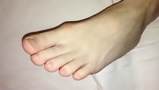 Stroking cock looking at Wife's sexy feet