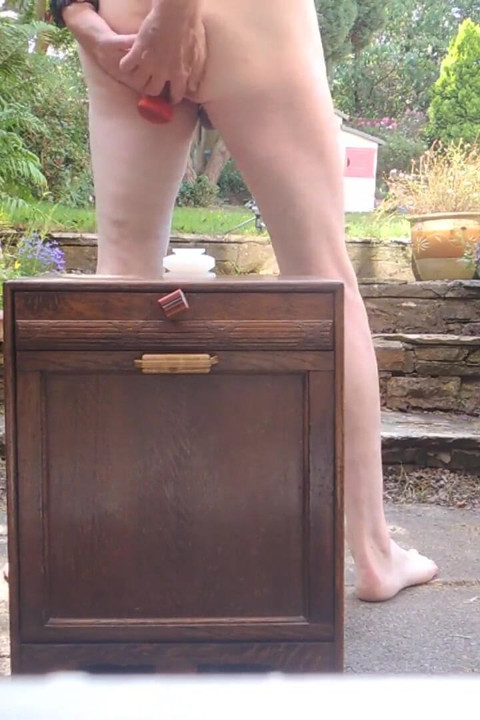 Outdoor anal play with cumshot