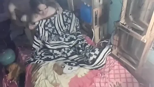 Under the blanket I kiss her and touch her