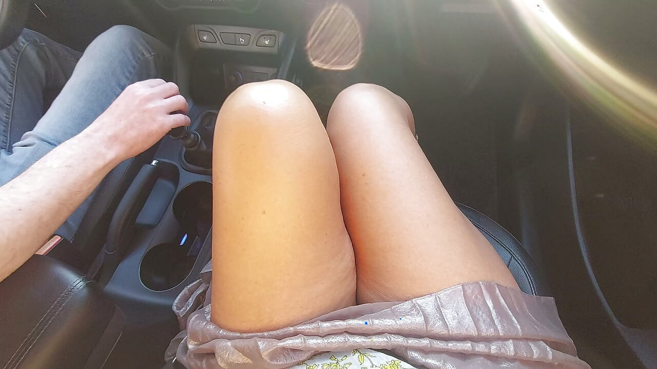 An elegant mature lady with beautiful legs in high heels seduces a taxi driver in the morning